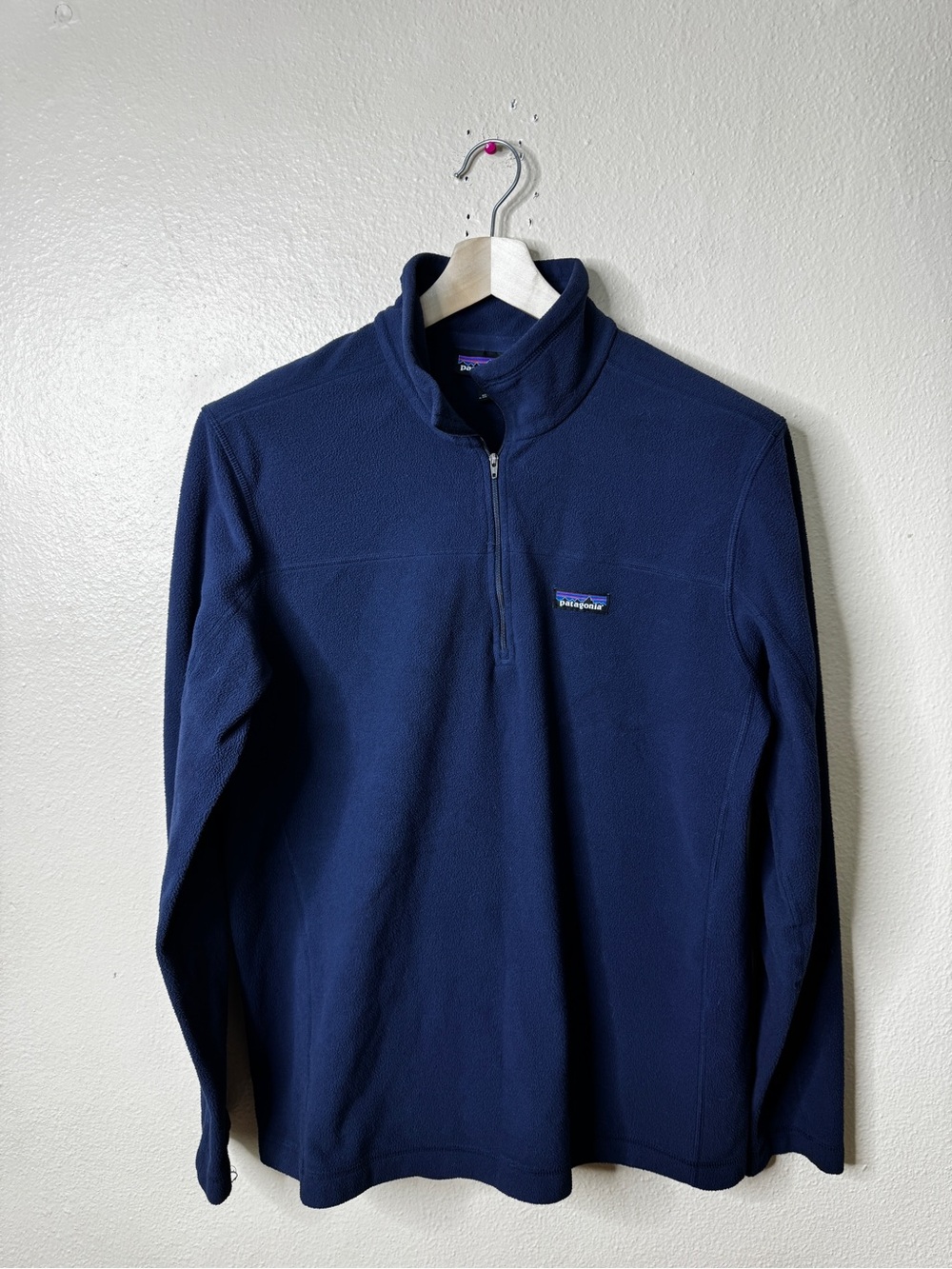 Patagonia Fleece Pullover Men’s Large Navy Blue Quarter Zip Outdoor Hiking